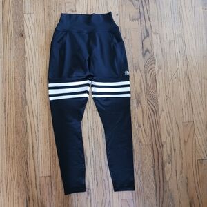 Bombshell Sportswear Black Leggings with White Stripes
